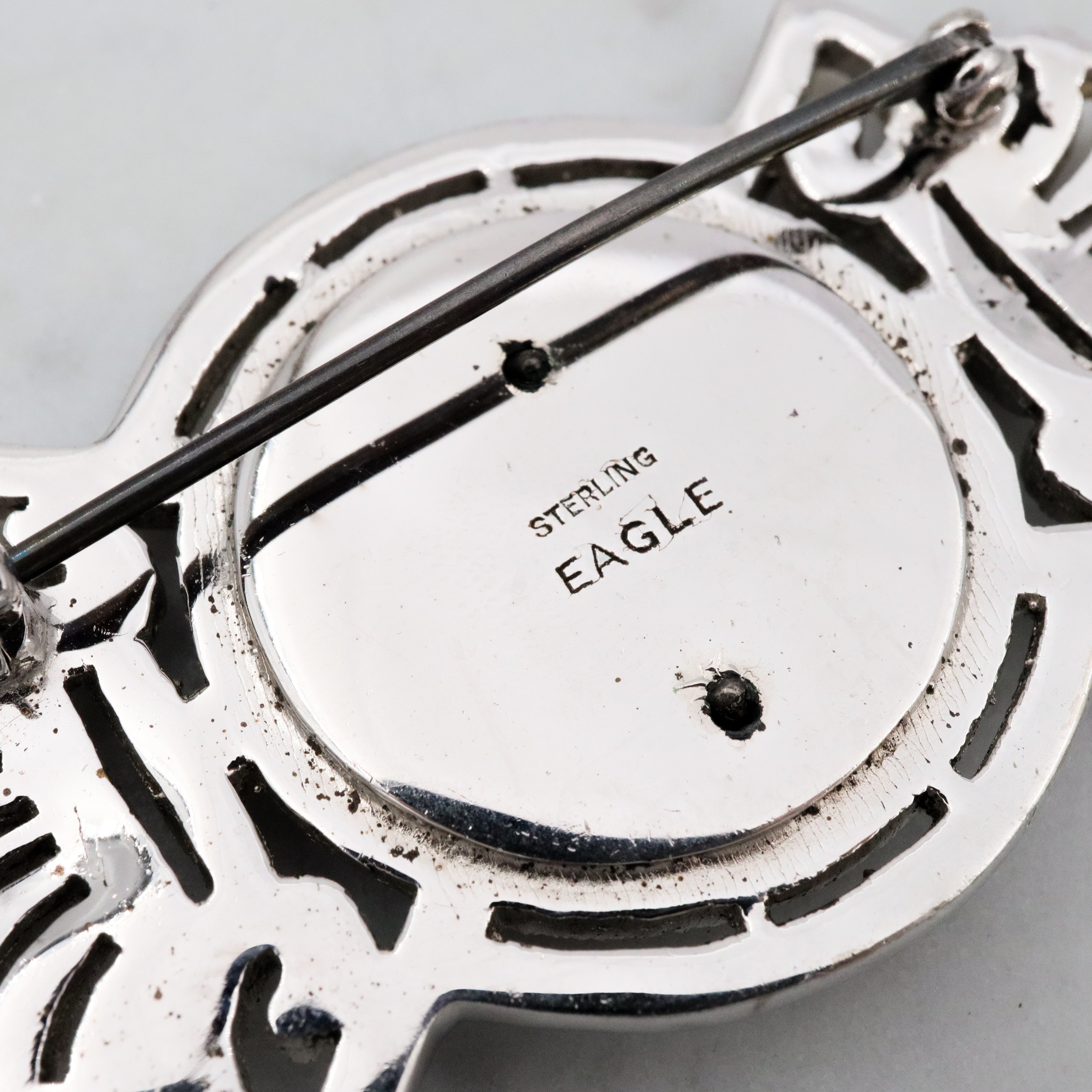 Antique Art Deco sterling marcasite floral framed brooch by EAGLE